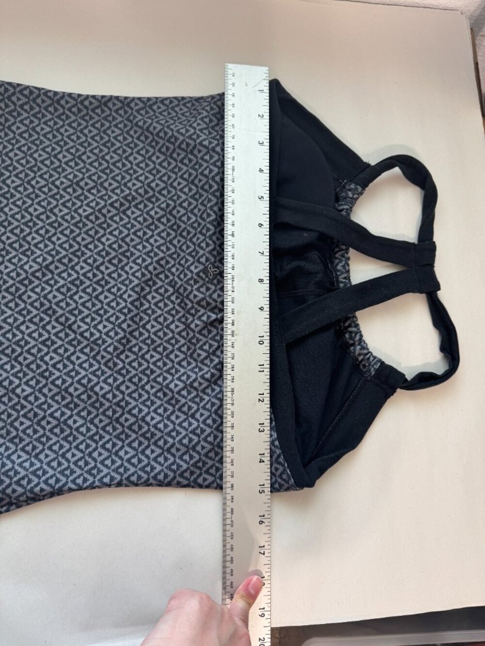 Prana Quinn Jacquard Tank Top Women's Size Medium Charcoal Built-In Bra Racerbac - Picture 7 of 12